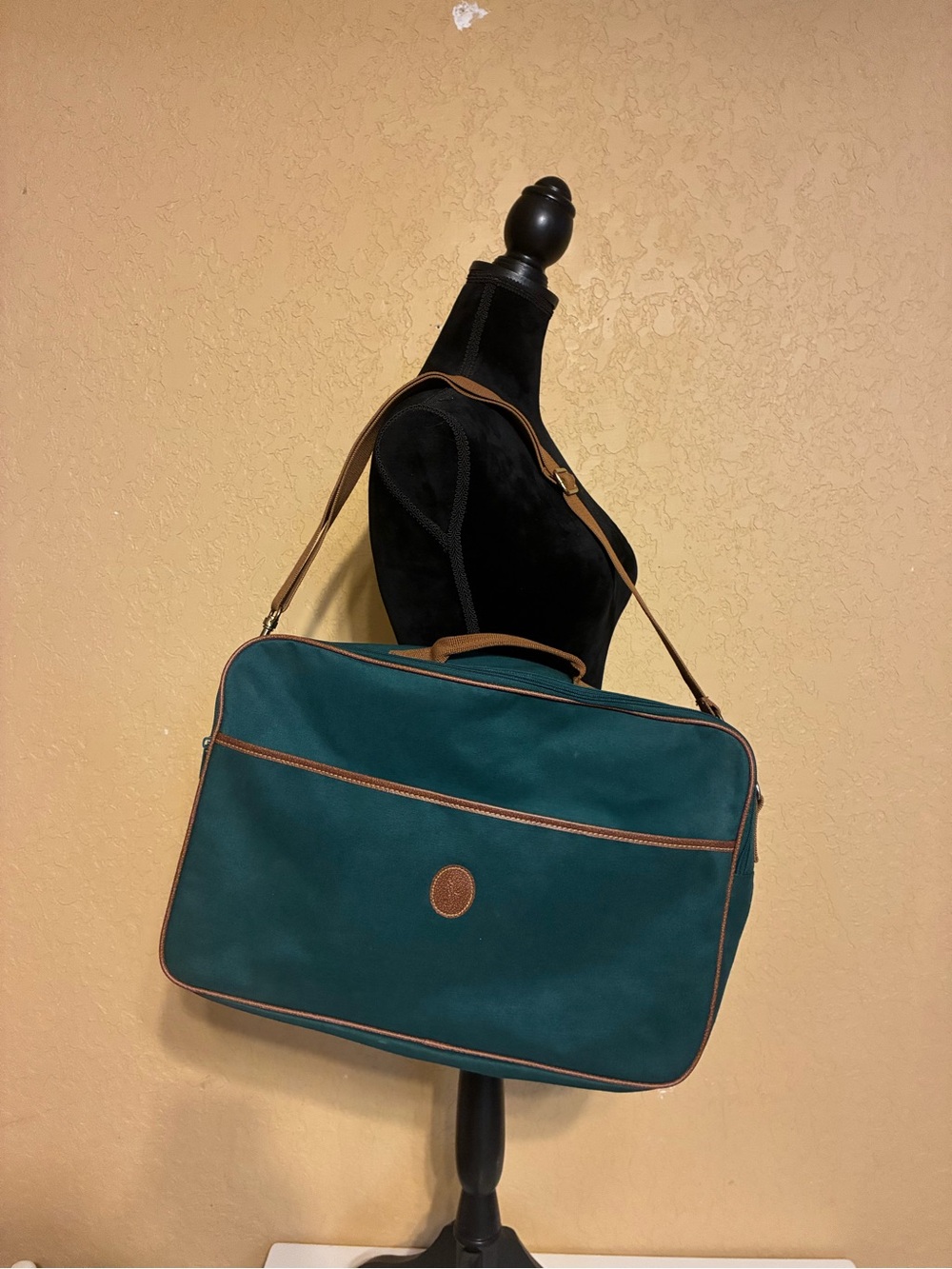 Vtg RALPH LAUREN POLO Green Canvas Laptop Bag 18"x 12" handle & shoulder strap